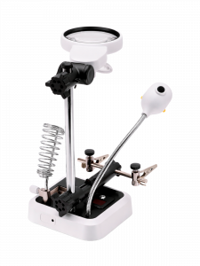 Третья рука для пайки с подсветкой, универсальный держатель на подставке с лупой 2 руки Орбита OT-INL62